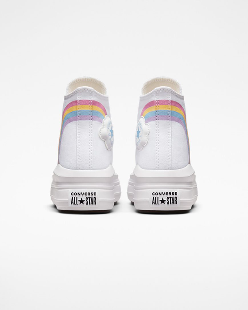 Dívčí Boty Na Platformy Converse Chuck Taylor All Star Move Rainbow Cloud Vysoké Bílé Blankyt Růžové | CZ ZRDU86